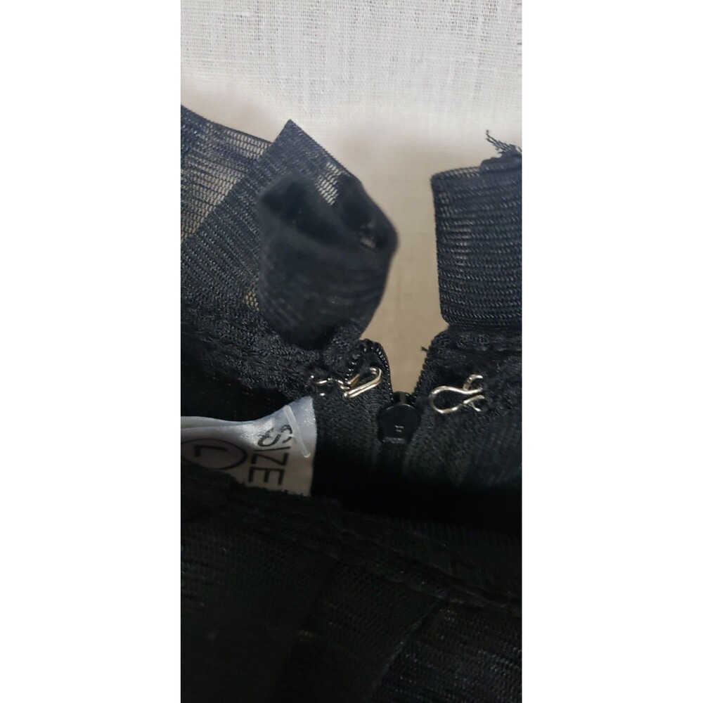 Aarika Velvet Dress L Black Sequined Mesh  Peplum Hem Holiday Christmas New Year - Picture 5 of 9